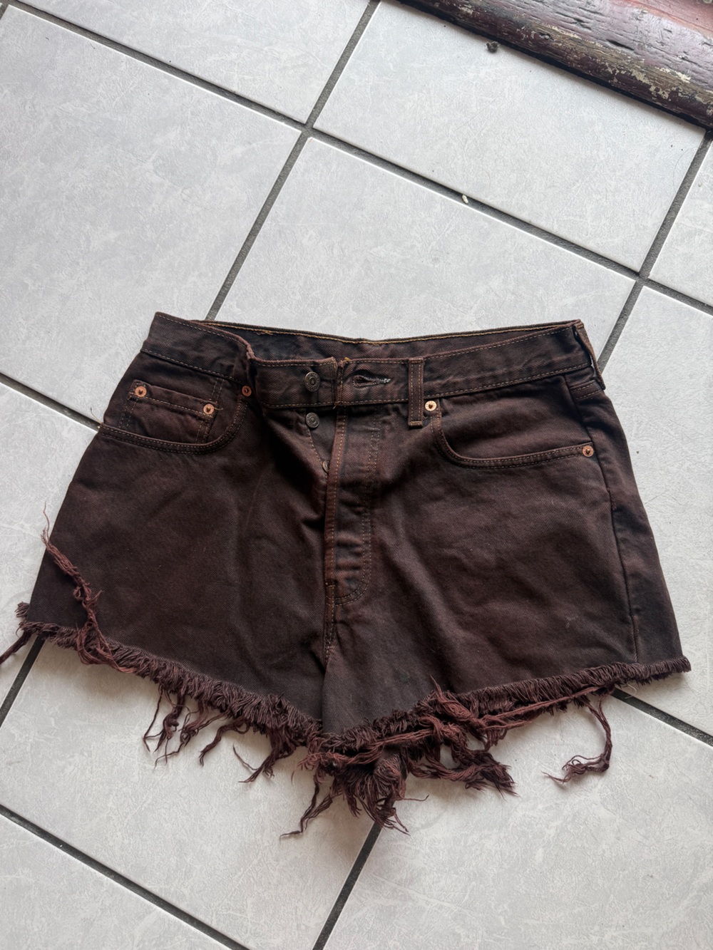Women’s Brown Denim Shorts - Levis Reworked